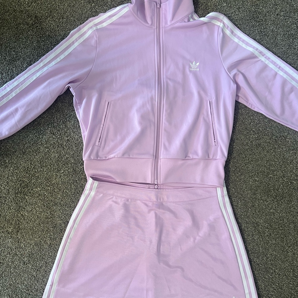 Adidas Light Purple Track Jacket and Skirt Set